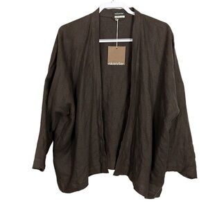 Escandar Brown Linen Open Jacket